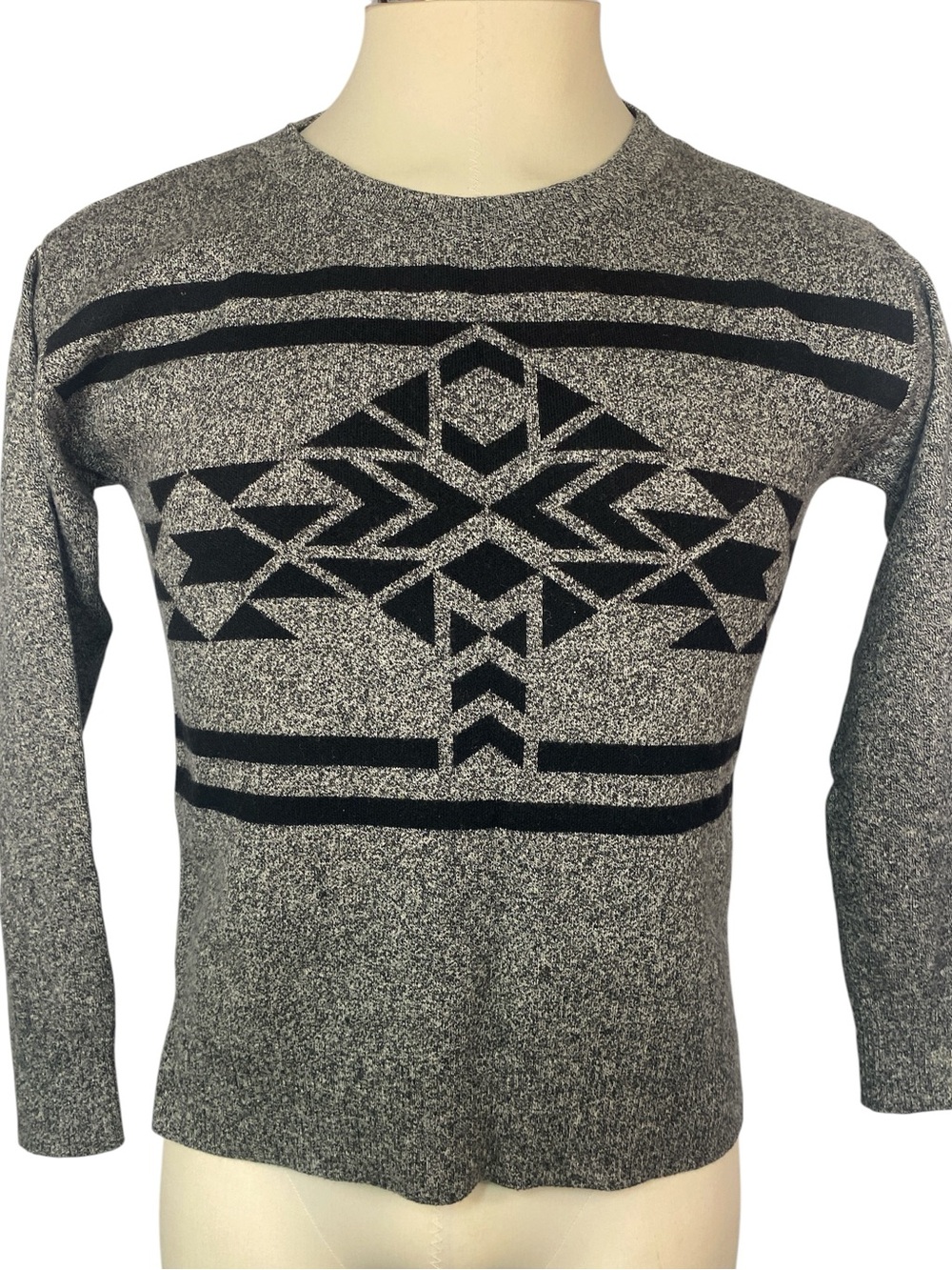 Gap Men's Gray Patterned Crewneck Sweater Small